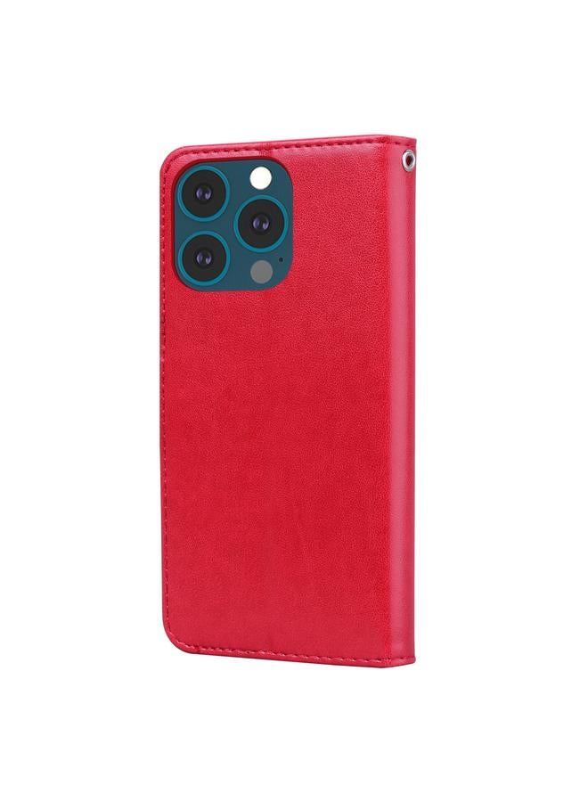 Zaboon Case For iPhone 13 Pro Max Rose Embossed Horizontal Flip PU Leather Case with Holder & Card Slots & Wallet - Image 3