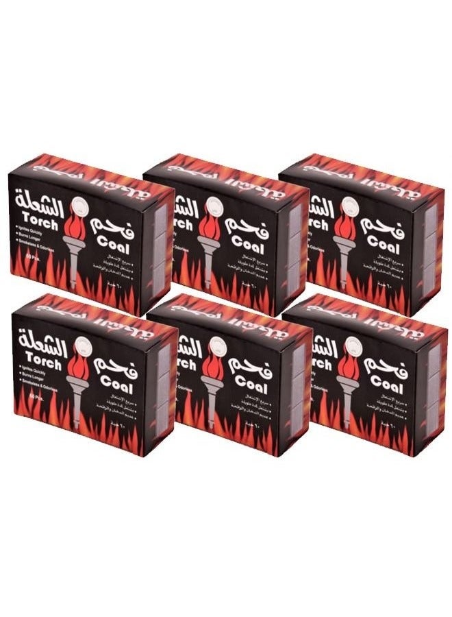 تورش فحم الشعلة سريع الاشتعال كبير 60 حبة 6 علبة - Image 1