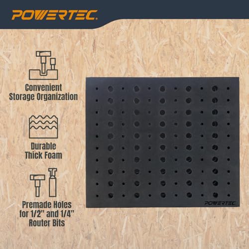 POWERTEC Router Bit Storage Inserts for 110 Bits, 50PCS 1/2" and 60PCS 1/4" Shank Router Bits, Routers Bit Holder, Bits Organizer with High Density Foam, Fits Toolbox, Drawer, Workstation (71046) - Image 2