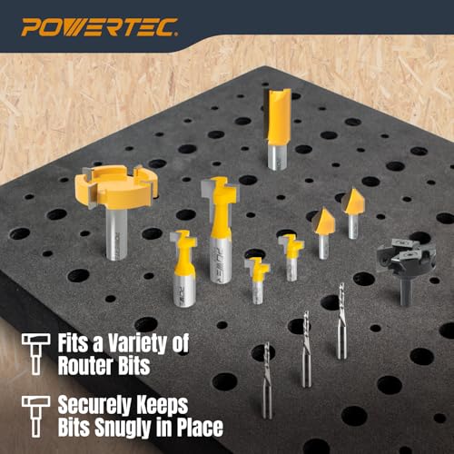 POWERTEC Router Bit Storage Inserts for 110 Bits, 50PCS 1/2" and 60PCS 1/4" Shank Router Bits, Routers Bit Holder, Bits Organizer with High Density Foam, Fits Toolbox, Drawer, Workstation (71046) - Image 3