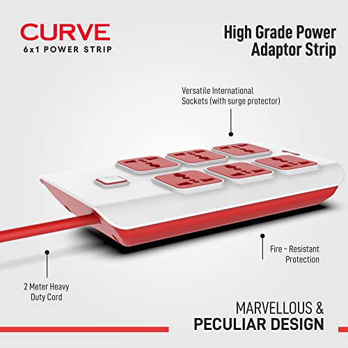 Fybros Electricals Curve Heavy-Duty Extension Board Multiple Plug 6 Socket 2 Meter Cord Surge Protectors for Mobile Phones, Laptop, TV etc. - Image 3