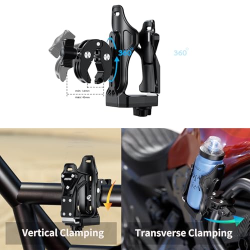 iMESTOU Motorcycle Cup Holder, ATV Water Bottle Holder Compatible with 50-90mm Dia. Cups Drinking Bottles Fits for 12-45mm Handlebars on Bike Scooter Stroller Golf Cart Wheelchair... - Image 4