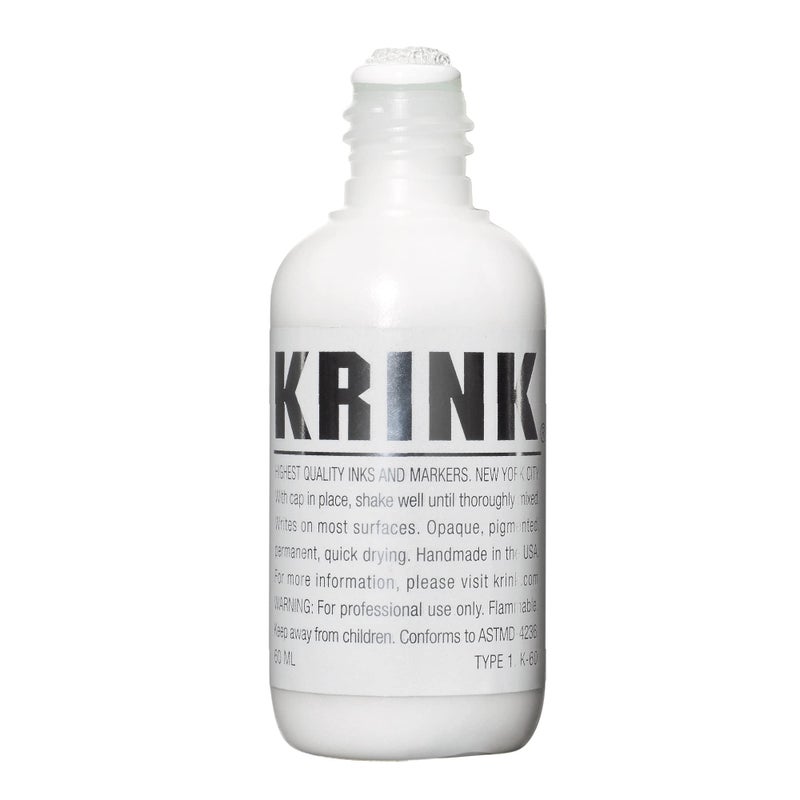 Krink K60 White Paint Marker Vibrant and Opaque Fine Art Graffiti Markers for Canvas Metal Glass Paper and More AlcoholBased Permanent Graffiti Mop Krink Paint Marker for Lasting Tags