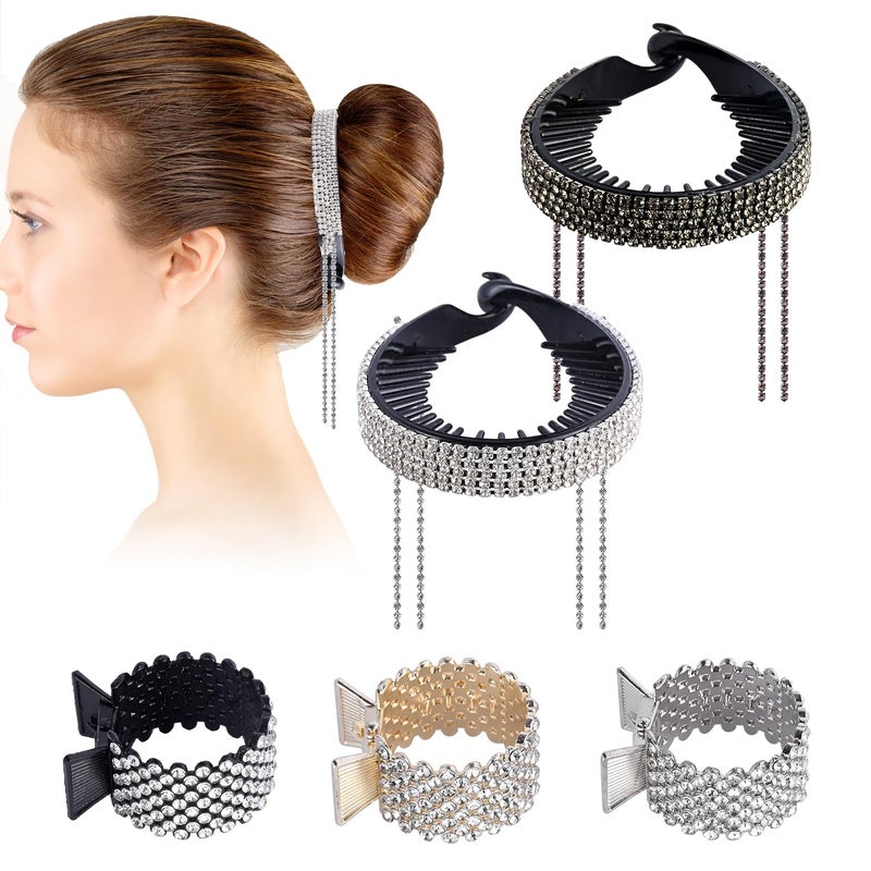 Abnaok Rhinestone Hair Accessories Bun Covers Shark Clips for Long Hair Ponytails  Buns Womens Small Claw Clips