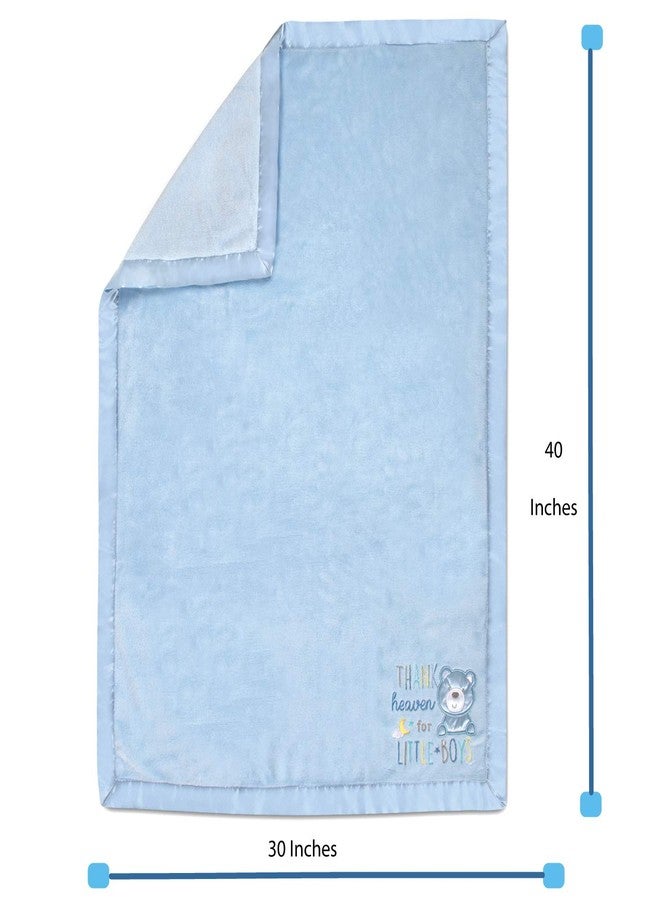 Baby Essentials 30x40 Fleece Baby Nursery Blanket with Satin Trim for Boys, Girls, and Unknown Gender Baby (Blue) - Image 4