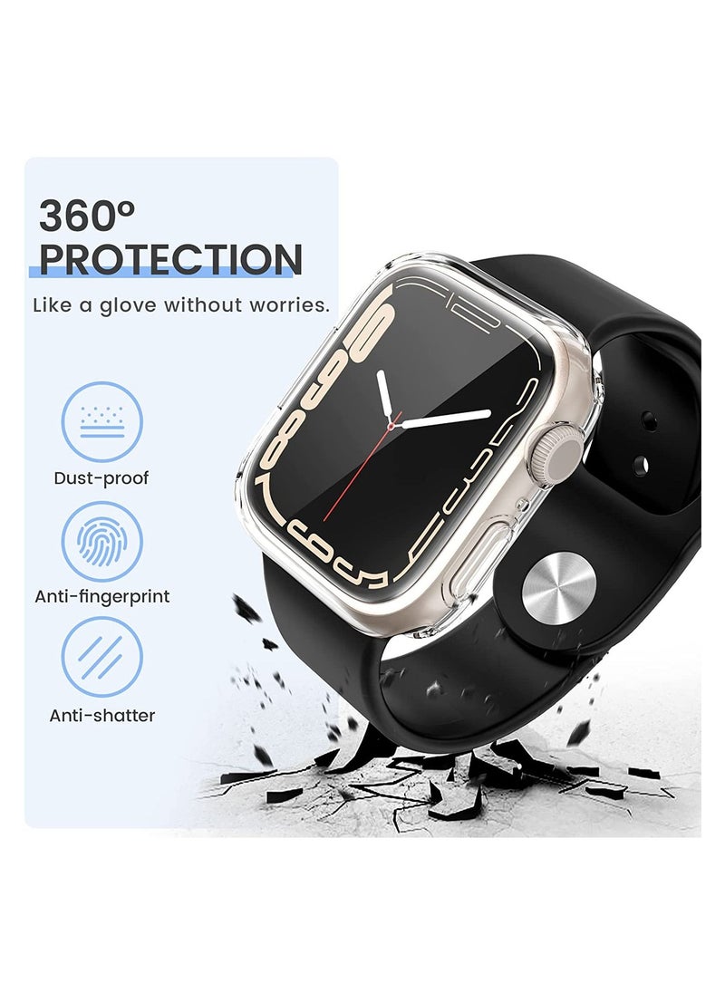 Generic - [2 Pack] Case for Apple Watch Series 6 Screen Protector 40mm, Overall Protective Case PU HD Clear Ultra-Thin Cover Protective for iWatch Series 7(Clear+Clear, for Apple Watch 6 40mm) - Image 1