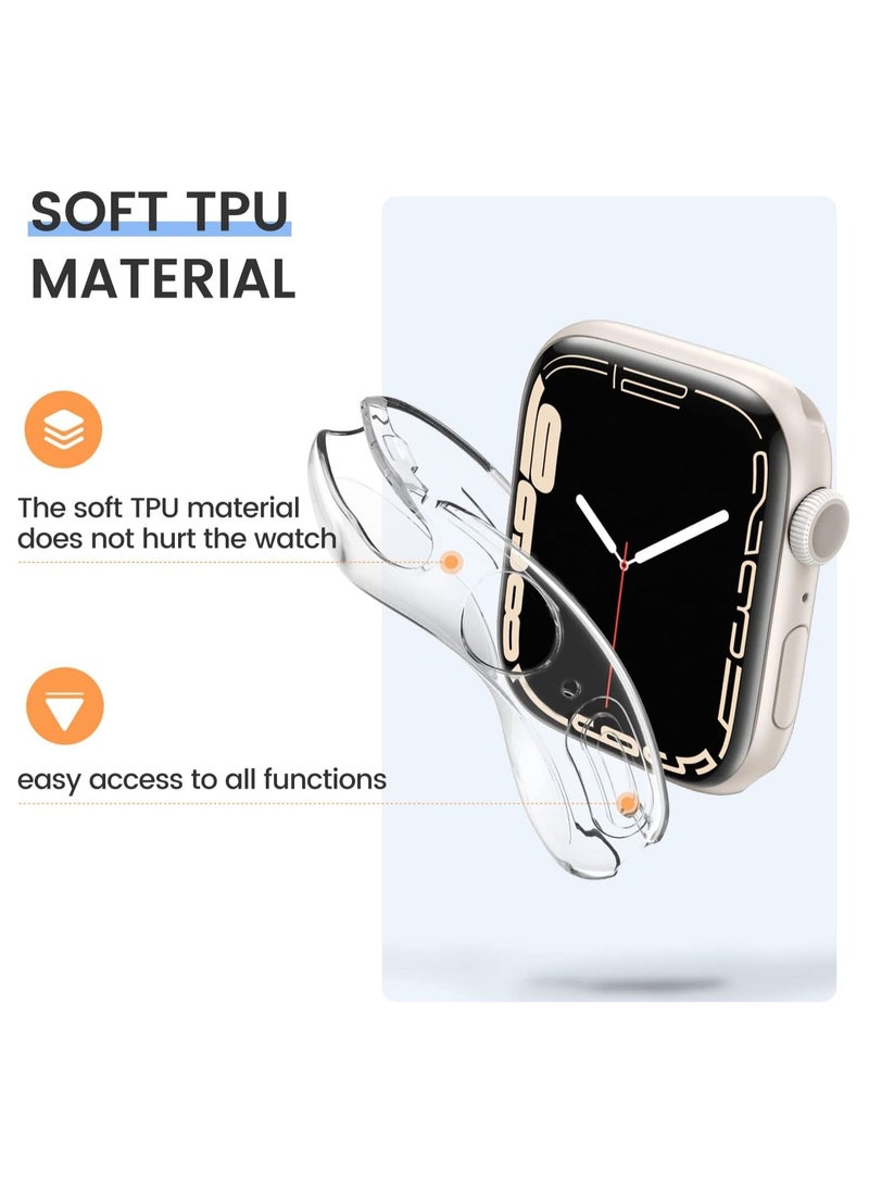 Generic - [2 Pack] Case for Apple Watch Series 6 Screen Protector 40mm, Overall Protective Case PU HD Clear Ultra-Thin Cover Protective for iWatch Series 7(Clear+Clear, for Apple Watch 6 40mm) - Image 1
