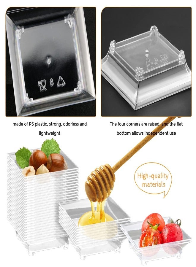GothaBach 100 Pcs Mini Dessert Plates, 2.4'' Clear Disposable Small Plastic Tray, Mini Plastic Dish for Sauce, Dessert, Fruit or Appetizer (Style 2) - Image 5