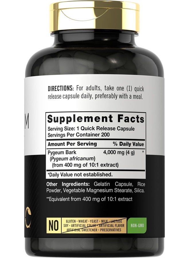 Carlyle لحاء البيجيوم الأفريقي | 200 كبسولة | مستخلص عالي الفعالية | مكمل خالي من الكائنات المعدلة وراثيًا وخالي من الغلوتين - Image 2