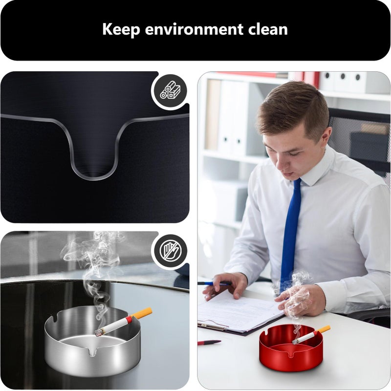 roygra Ash Tray (2 Pack), Outdoor Ashtray for Outside Patio, Stainless Steel Ashtrays for Cigarettes with 3 Holder, Smoking Accessories, Home DÃ©cor, Ashtrays for Smokers Indoor - Blue, Medium - Image 4