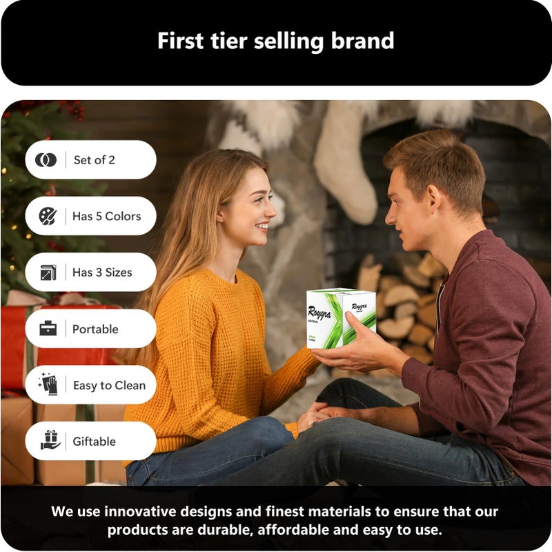 roygra Ash Tray (2 Pack), Outdoor Ashtray for Outside Patio, Stainless Steel Ashtrays for Cigarettes with 3 Holder, Smoking Accessories, Home DÃ©cor, Ashtrays for Smokers Indoor - Blue, Medium - Image 5