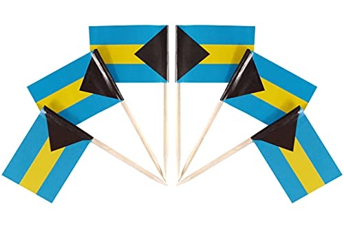 QQSD Bahamas Toothpick Flag Bahamian Small Mini Cupcake Topper Flags100 pcs - Image 1