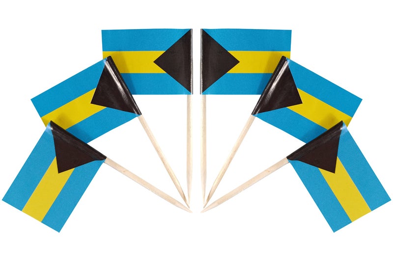 QQSD Bahamas Toothpick Flag Bahamian Small Mini Cupcake Topper Flags100 pcs - Image 2