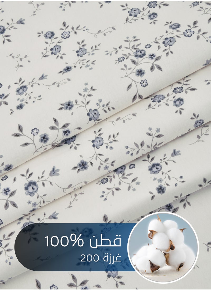 Master Home Textile Cotton Floral Comforter Sets, Fits 160 x 200 cm Queen Size Bed, 5 Pcs, 100% Cotton 200 Thread Count, With Removable Filling, Veronica Series  - Image 3
