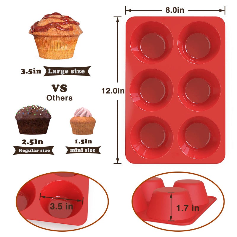SILIVO 2 Pack Jumbo Muffin Pan - 6 Cup Nonstick Large Muffin Pans for Homemade Muffin and Cupcake - Image 3