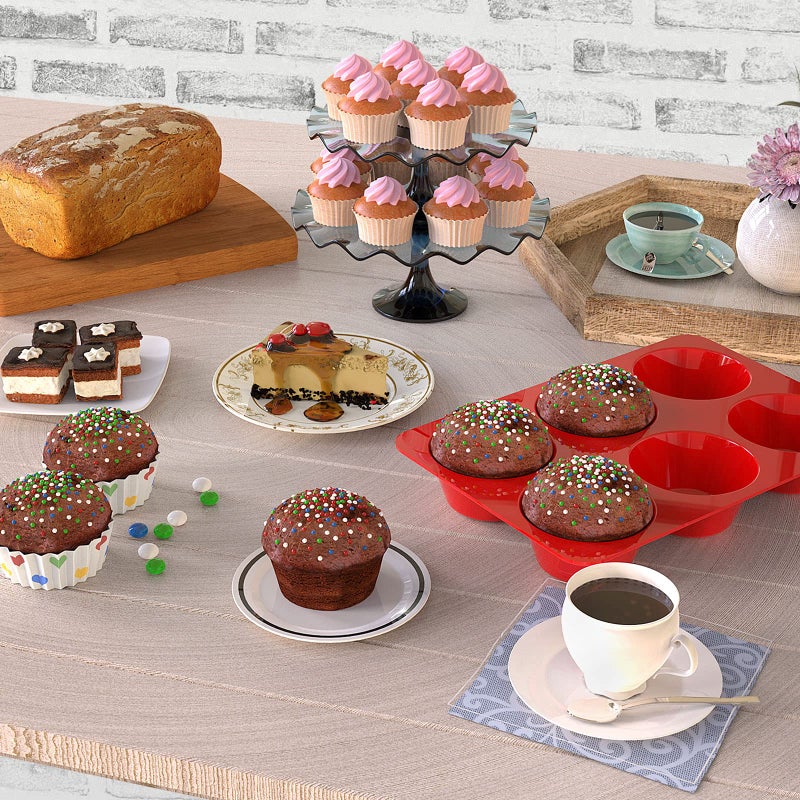 SILIVO 2 Pack Jumbo Muffin Pan - 6 Cup Nonstick Large Muffin Pans for Homemade Muffin and Cupcake - Image 2