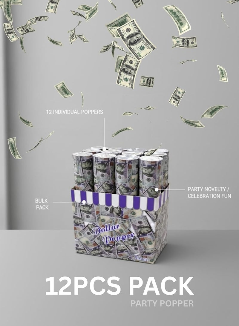 FEELINGS Dollar Popper Party Confetti Poppers, Money Design, 12 PCS Pack - Image 3