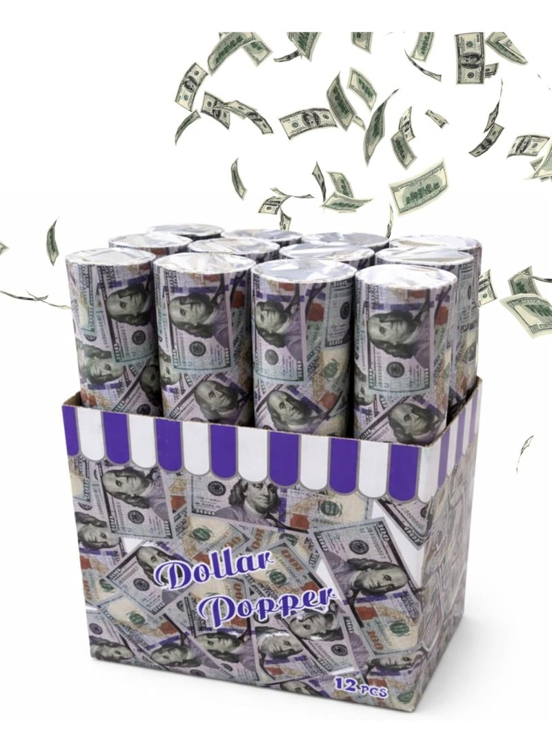 FEELINGS Dollar Popper Party Confetti Poppers, Money Design, 12 PCS Pack - Image 1