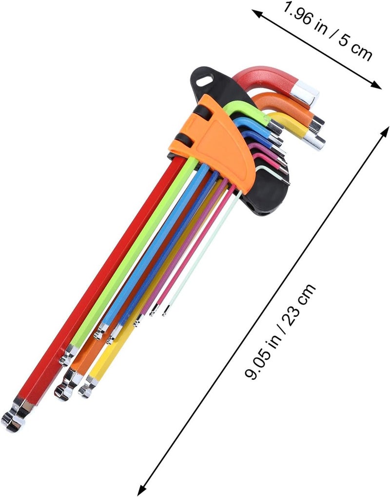 9pcs Colored Long Arm Ball End Hex Key Set Multi-function Steel Wrenches with Color Coding for Repair and Assembly Tools - Image 2