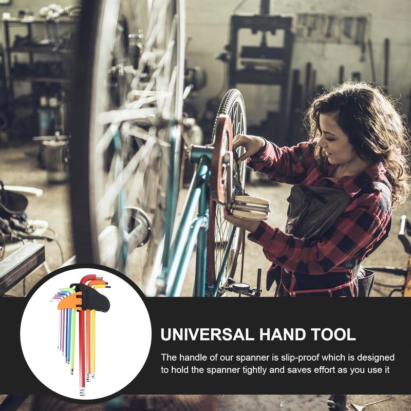 9pcs Colored Long Arm Ball End Hex Key Set Multi-function Steel Wrenches with Color Coding for Repair and Assembly Tools - Image 4