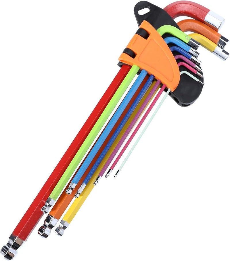9pcs Colored Long Arm Ball End Hex Key Set Multi-function Steel Wrenches with Color Coding for Repair and Assembly Tools - Image 1