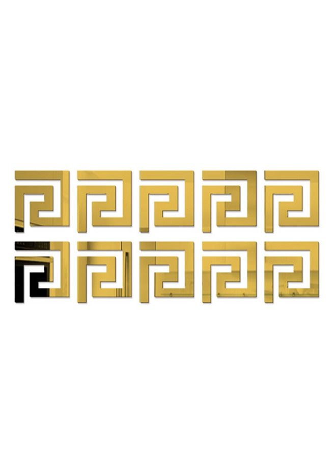 10Pcs Acrylic Mirror Wall Stickers Mirror Decals Peel and Stick Mirror Tiles Border DIY Adhesive Wall Decor Stickers for Living Room Home Background Decor  Gold - Image 1