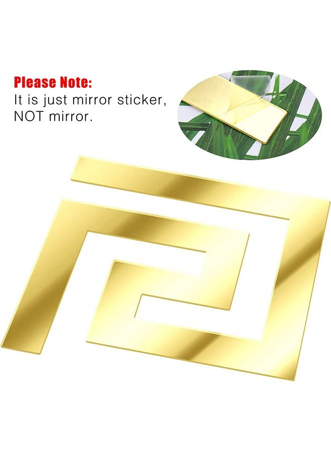 10Pcs Acrylic Mirror Wall Stickers Mirror Decals Peel and Stick Mirror Tiles Border DIY Adhesive Wall Decor Stickers for Living Room Home Background Decor  Gold - Image 3
