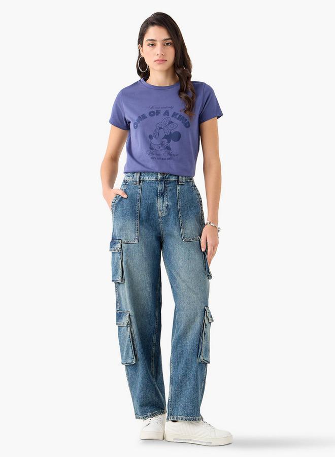 SP Characters Minnie Mouse Print T-shirt with Crew Neck and Short Sleeves - Image 2