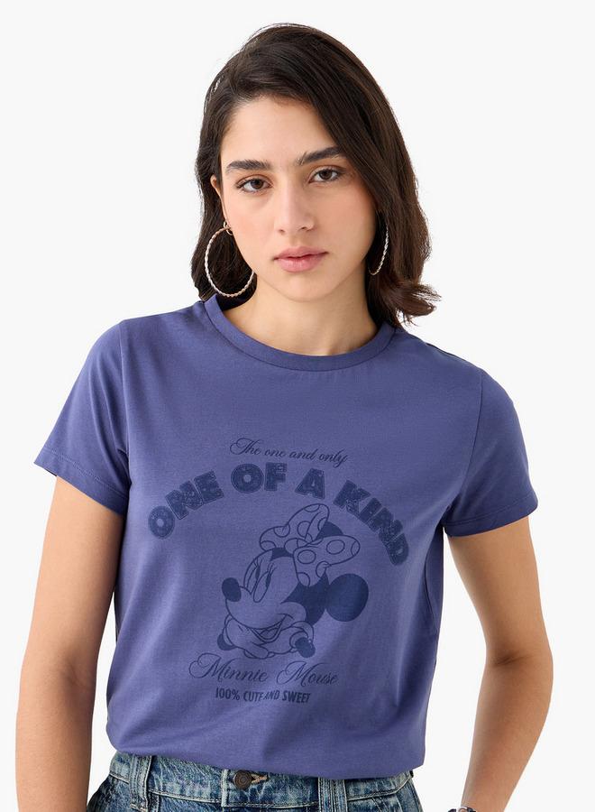 SP Characters Minnie Mouse Print T-shirt with Crew Neck and Short Sleeves - Image 1