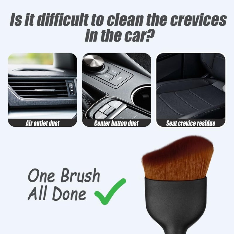 HAOBO 3PCS Car Interior Detailing Brush, Auto Soft Hair Cleaning Brushes, Curved Dirt Dust Collectors, Car Interior Cleaning Tool for Dashboard Air Conditioner Vents Leather（Brown1-3pcs） - Image 3