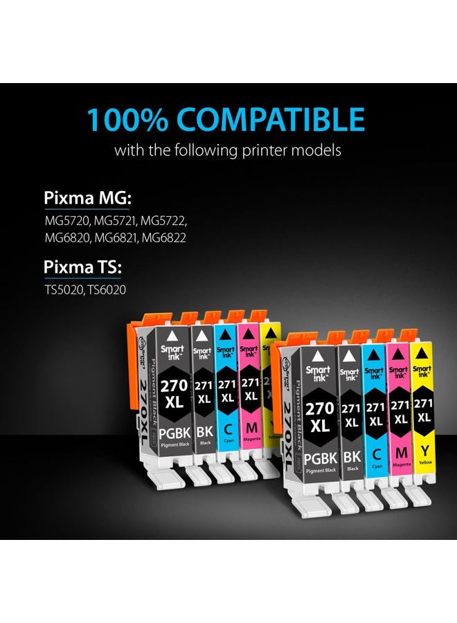 Smart Ink Compatible Ink Cartridges Canon PGI 270 XL CLI 271 PGI-270 CLI-271 10 Pack 2 PGBK &2BK/C/M/Y for Canon PIXMA MG5720 MG5721 MG5722 MG6820 MG6821 MG6822 MG7720 TS5020 TS6020 TS8020 TS9020 - Image 3