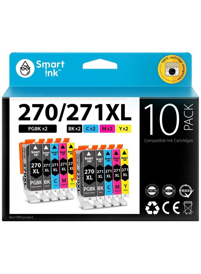 Smart Ink Compatible Ink Cartridges Canon PGI 270 XL CLI 271 PGI-270 CLI-271 10 Pack 2 PGBK &2BK/C/M/Y for Canon PIXMA MG5720 MG5721 MG5722 MG6820 MG6821 MG6822 MG7720 TS5020 TS6020 TS8020 TS9020 - Image 1