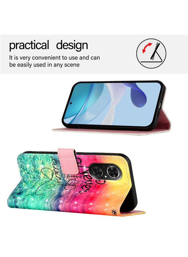 اس-توب جراب لهاتف Honor 50 SE / Huawei Nova 9 SE جراب هاتف جلدي قابل للطي أفقيًا برسومات ثلاثية الأبعاد - Image 3