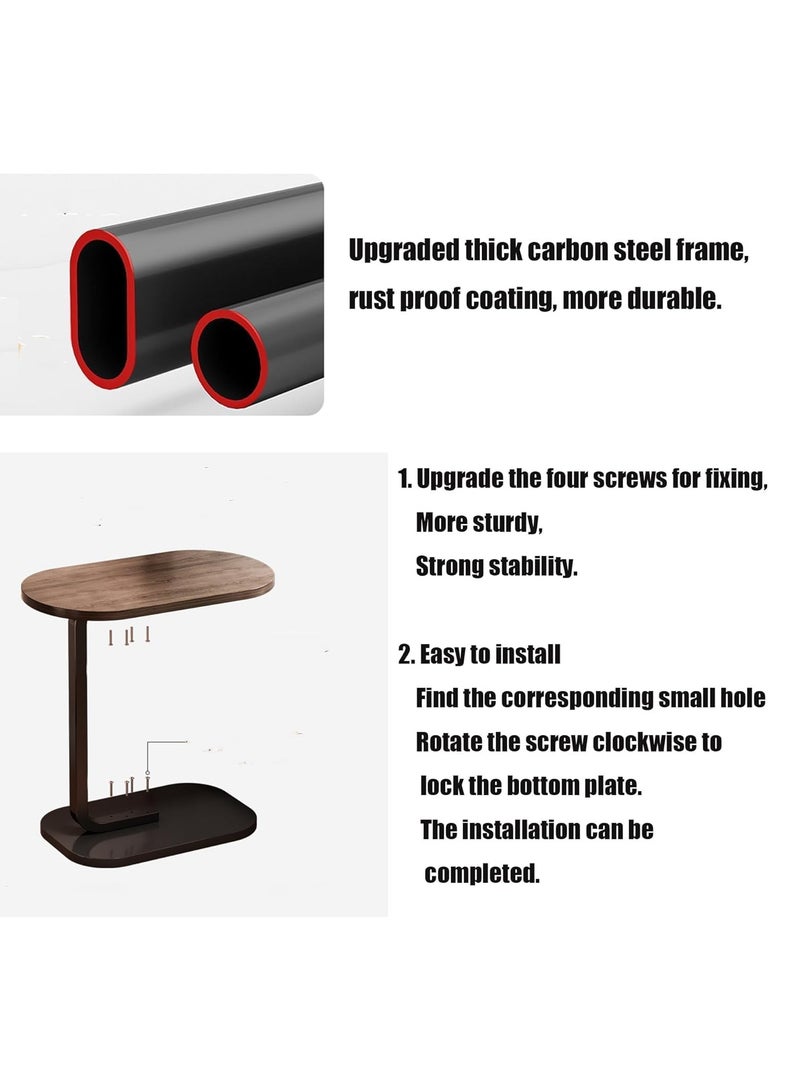 ديكور هيلز طاولة جانبية طبيعية على شكل حرف C للأريكة والسرير، طاولة قهوة مدمجة بسطح مقاوم للماء والصدأ، تصميم موفر للمساحة، يتطلب التجميع اليدوي، طاولة جانبية عصرية لغرفة المعيشة وغرفة النوم والمكتب - Image 3