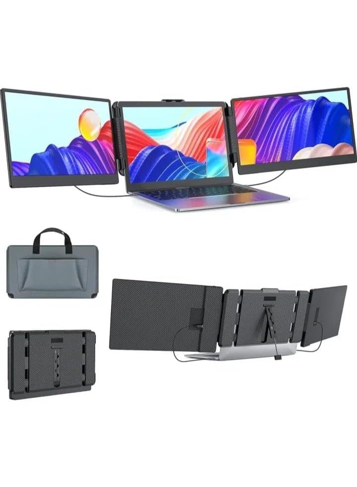 Laptop Screen Extender S2 - Triple Laptop Monitor Extender Ultra Slim 14.1" 1080P FHD IPS Plug and Play Portable Monitor for Laptop with Stand Compatible with 13-17.3" Mac Windows Linux Switch - Image 2