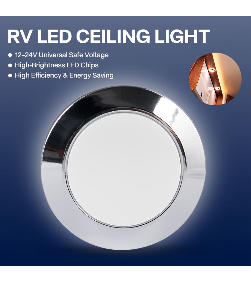 Universal RV Interior Touch Ceiling Light Warm White 12-24V Energy Efficient Led - Image 1