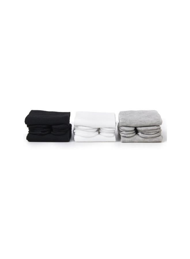 klarako 3 Pairs of Elastic Cotton Tabi Toe Socks (White+Grey+Black) - Image 1