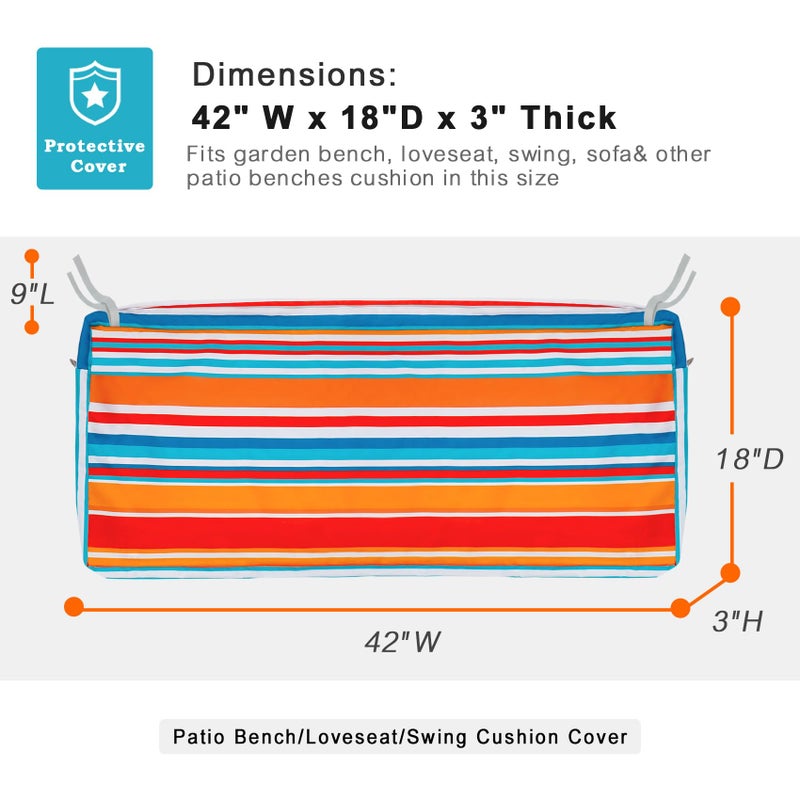 NettyPro Outdoor Loveseat Bench Cushion Cover 42 x 18 x 3 Inch, Water Resistant UV Protection Patio Furniture Swing Cushion Slipcover with Zipper, Replacement Cover Only - Image 5