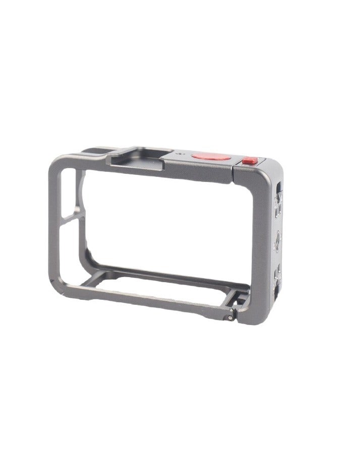 For DJI Action 6 Metal Camera Cage – Aluminum Alloy Protective Frame with Precision Cutouts, Cold Shoe Mount, Quick-Release Base, Magnetic Support, and Multi-Angle Expansion Ports for Vlogging & Outdoor Shooting - Image 1