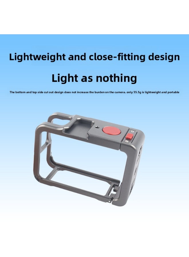 For DJI Action 6 Metal Camera Cage – Aluminum Alloy Protective Frame with Precision Cutouts, Cold Shoe Mount, Quick-Release Base, Magnetic Support, and Multi-Angle Expansion Ports for Vlogging & Outdoor Shooting - Image 4