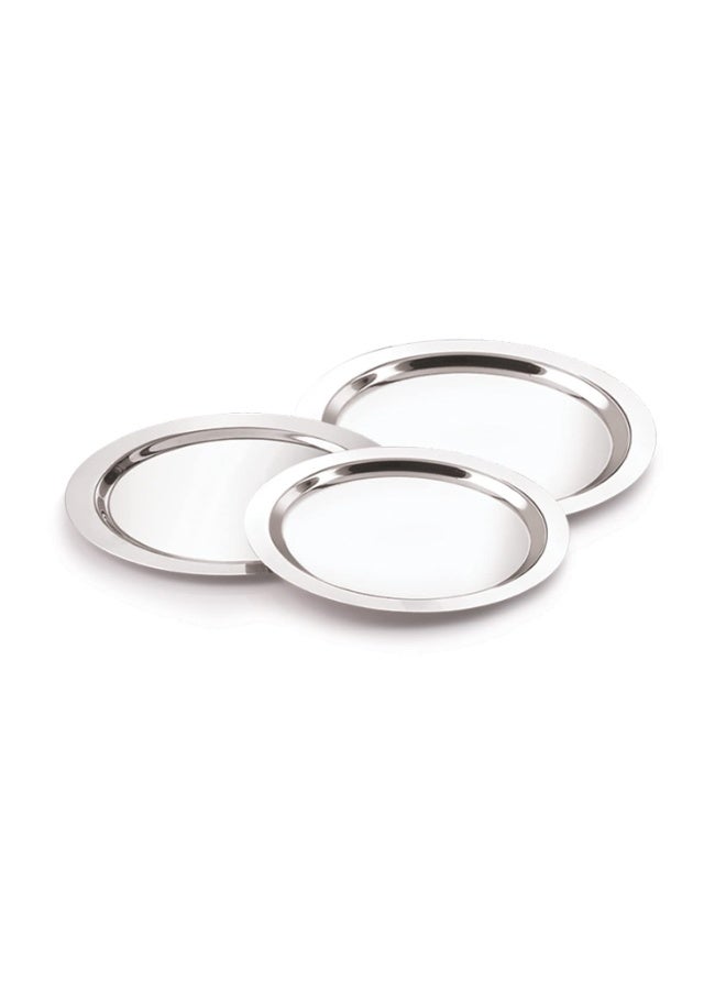 Neelam Stainless Steel 19, 22 Gauge, Tope Cover/Ciba/Lid/Cheeba/Dhakan, 30 cm, Set of 3, Multipurpose, Round Steel Lid, Silver - Image 1
