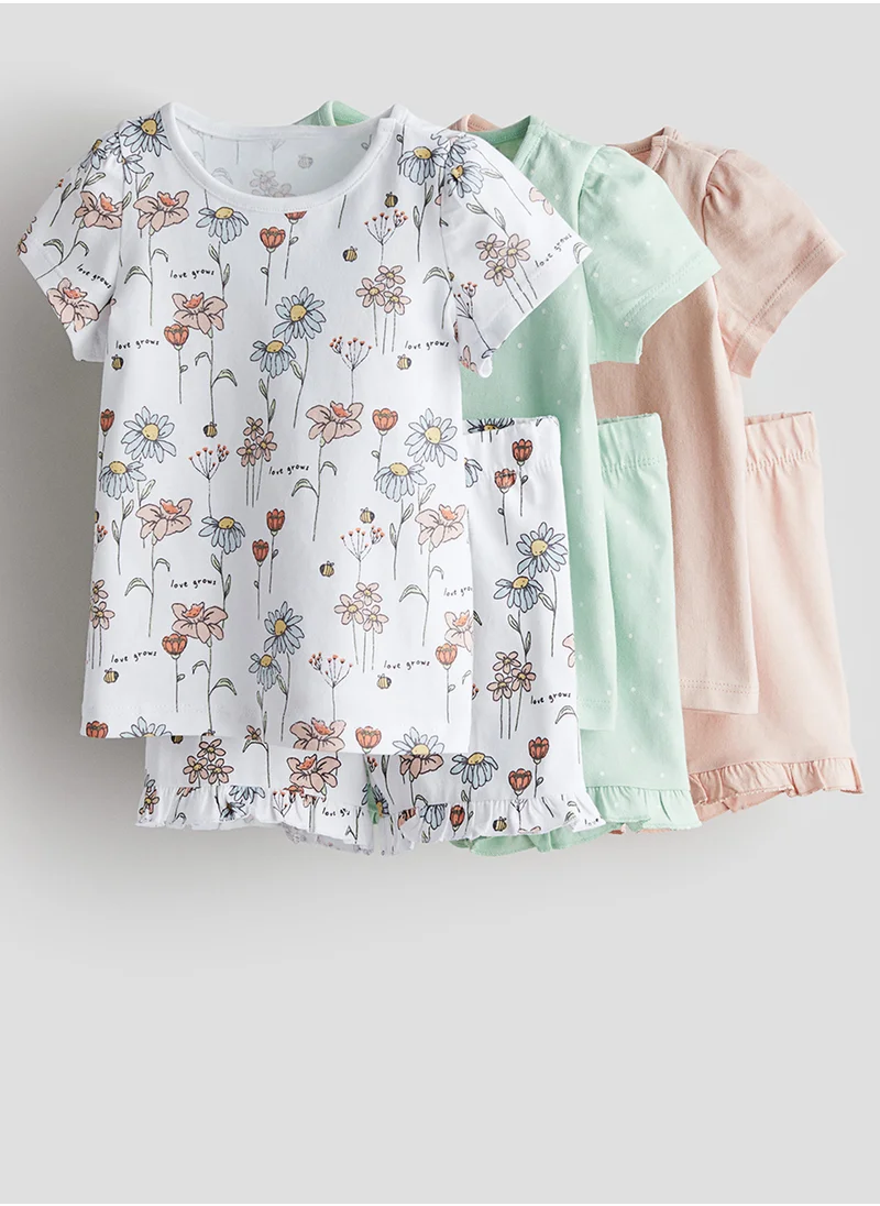 H&M Kids 3 Pack Printed T-Shirt & Pyjama Set