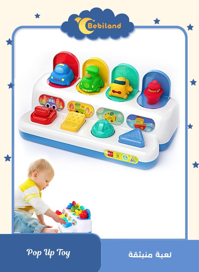 Bebiland Pop Up Baby Toy, Early Development Cause and Effect Learning Toy, Motor Skills, Interactive Montessori Toy, for 18 Months Baby Gift (Vehicle) - Image 1