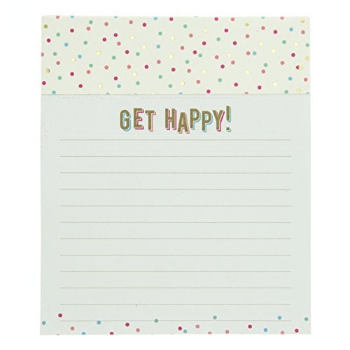 Graphique Jotter Notepad, Fun Blue Polka Dot Print - Cute, "Get Happy" Quote Embellished on Each Page, Includes 250 Tearable Pages, 4.5" x 5.5" x 1" - Great For Taking Notes and More - Image 1