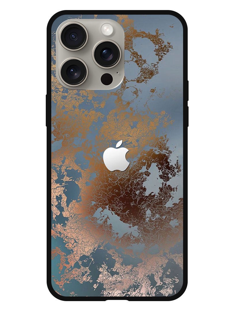 Theodor Protective Case Anti Scratch Shock Proof Bumper Cover For iPhone 15 Pro Max Golden Grey Design - Image 1