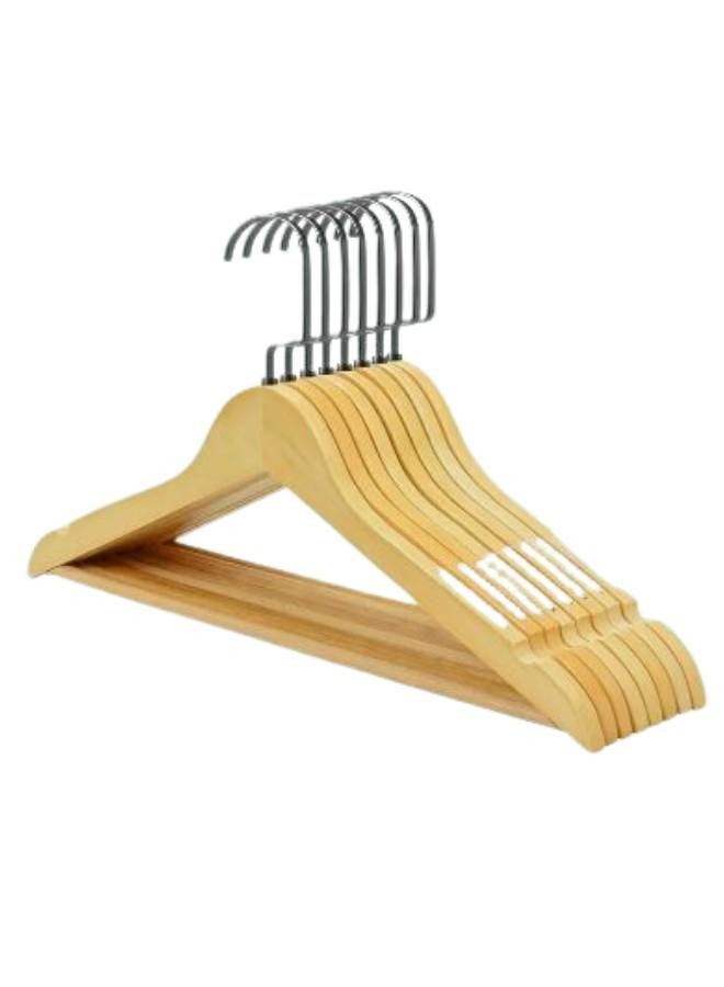 Wooden Clothes Hangers – Set of 6 – For Shirts, Coats, Jackets, Pants & Suits - Image 1
