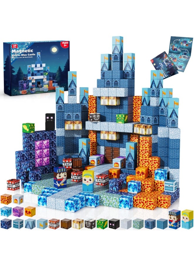 NIBEMINENT Magnetic Blocks - 100 PCS Magnetic Building Blocks - 3D Magnet Cube Toys Stacking,STEM Montessori Sensory Toys for 3 4 9 10 Year Old Boys & Girls Birthday Gifts  - Image 1