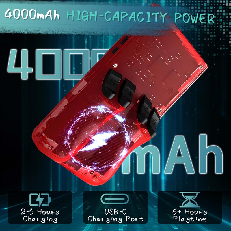 OROMVO R36Max Handheld Game Console  40000+ Games Retro Gaming Console  256Gb Tf Card Mini Retro Video Console  4000Mah Rechargeable 4.0"" Ips Hd Screen Portable Pocket Arcade (Transparent Red) - Image 5