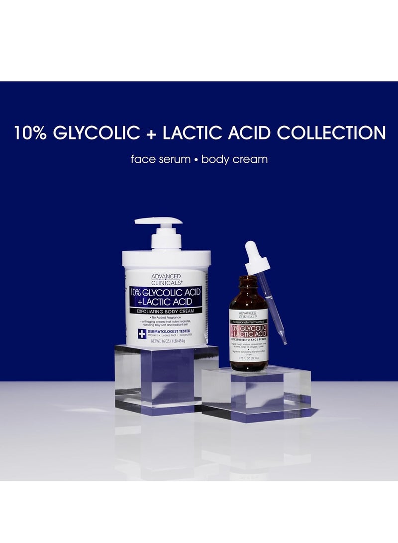 Advanced Clinicals Exfoliating 10% Glycolic Acid Serum For Face + Lactic Acid | Facial Exfoliant AHA + Salicylic Acid Serum To Improve Look Of Large Pores, Uneven Skin Tone, & Dark Spots, 1.75 FL Oz - Image 5