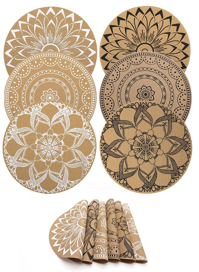 6 Pcs Round Woven Placemats， 15-Inch Washable Braided Placemats Table Mats with Tassels, Heat Resistant, Non-Slip, and Waterproof for Kitchen and Dining Decor - Image 1